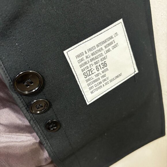 Vintage 1992 Freed & Freed Wool Trench Coat Womens All Weather Military Belted - Picture 7 of 8